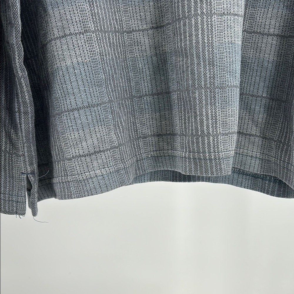 Haggar Blue and Gray long sleeve thick Polo Shirt XXL work office plaid - Picture 9 of 10
